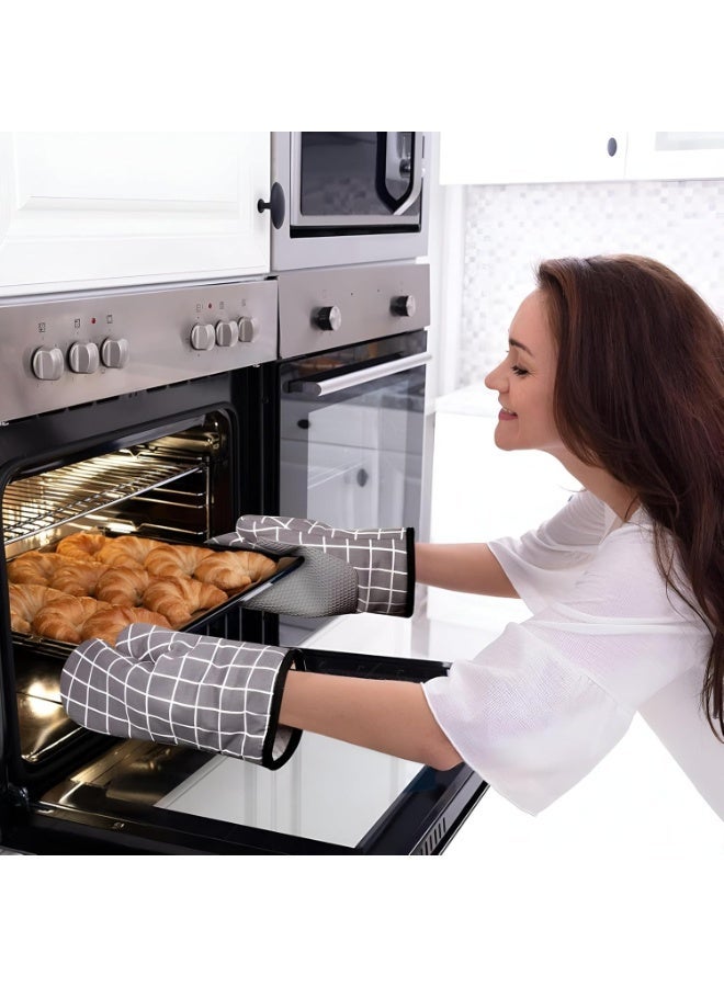 قفاز فرن سيليكون مبطن تقيل، مانعة للانزلاق، مناسبة للطبخ والشواء قطعه - Image 3